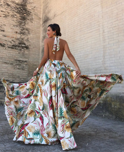 Backless Sleeveless Halter Dress - Trending Style